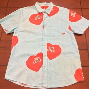 NWT vstr surf company get lost hearts leave blue button up xl